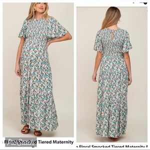 Pink Blush Smocked Maternity Maxi Dress